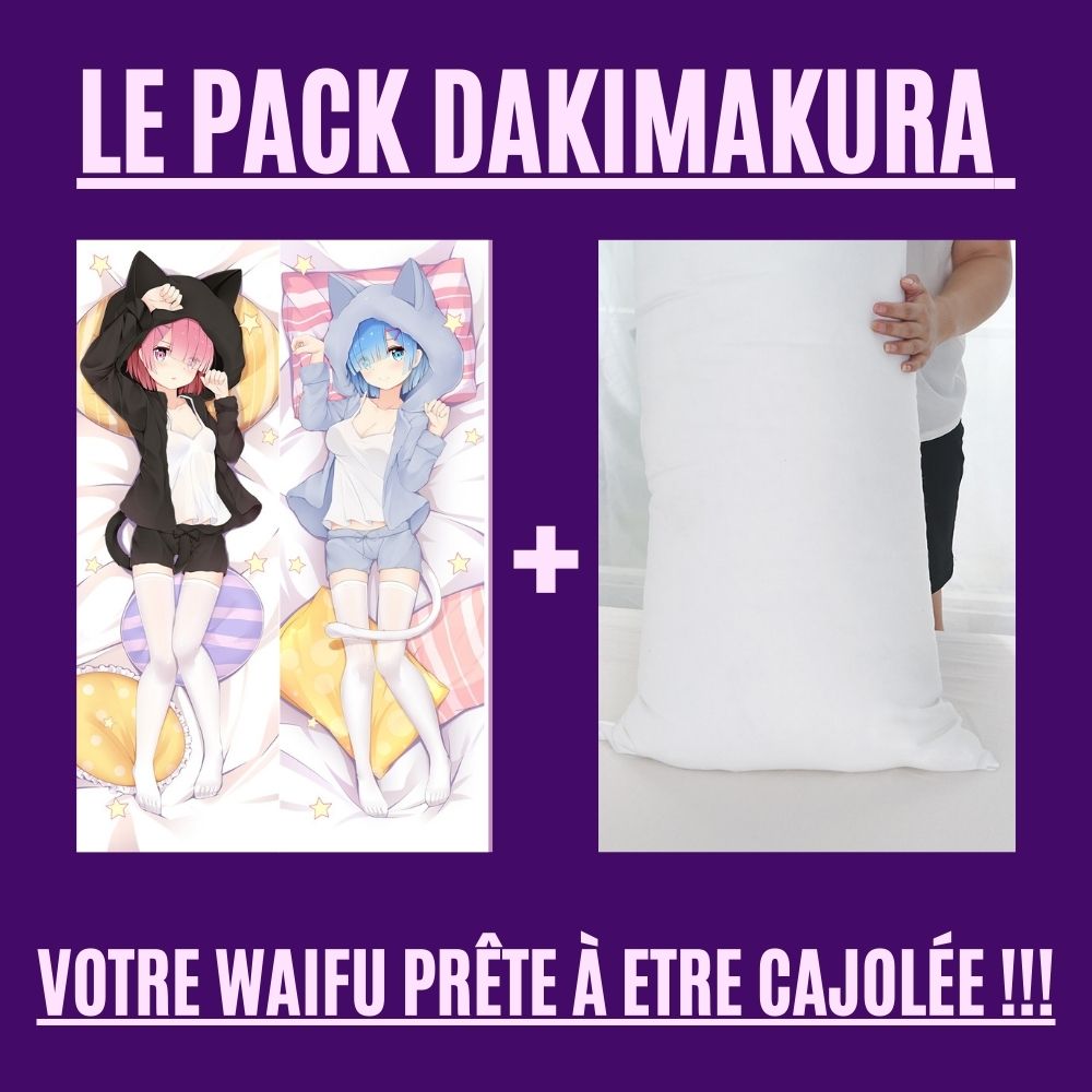 Dakimakura Rem et Ram ensemble en pyjama neko Avec | WaifuParadise