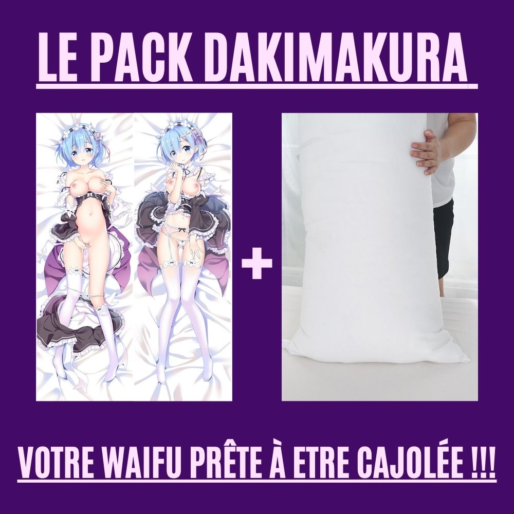 Dakimakura Rem en tenue de maid lewd Avec | WaifuParadise