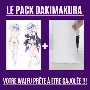 Dakimakura Re:Zero Rem en maid et sous-vêtements Avec | WaifuParadise