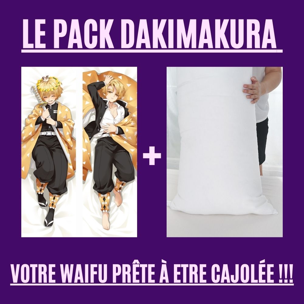 Dakimakura Zenitsu Uniforme Demon Slayer Avec Fleur Avec | WaifuParadise