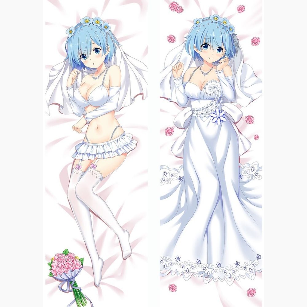 Dakimakura Rem en robe de mariage simple Sans | WaifuParadise